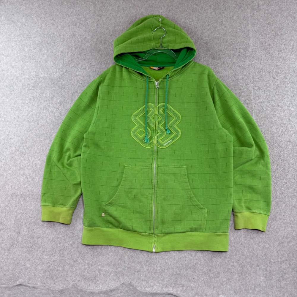 Special Blend Zip Up Hoodie Mens Medium Green Textured Grid Logo Y2K Skate